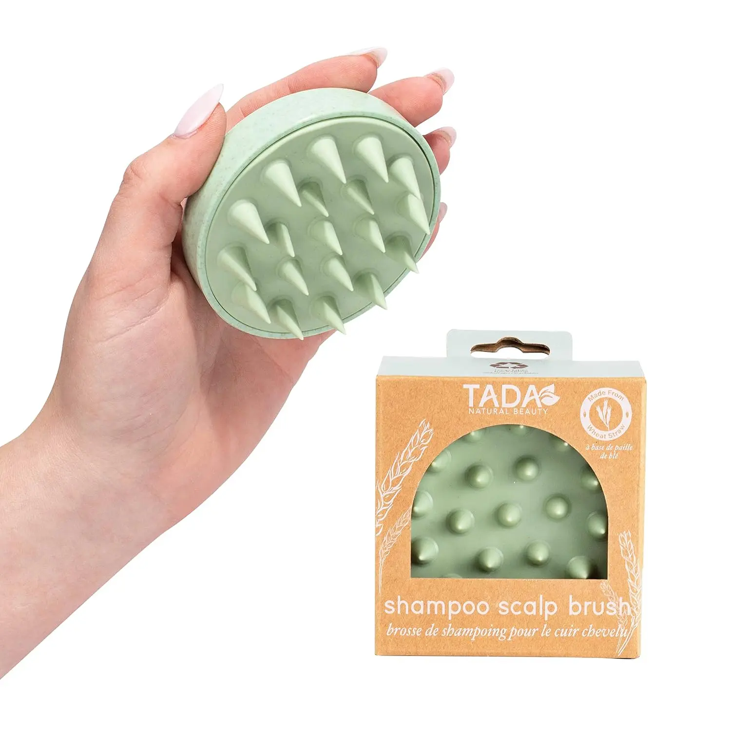 TADA NATURAL BEAUTY Scalp Massager Hair Shampoo Brush Shower Scalp Scrubber l Hair Scalp Scrubber Head Massager for Stress Relax Hair Growth (Soft Green)
