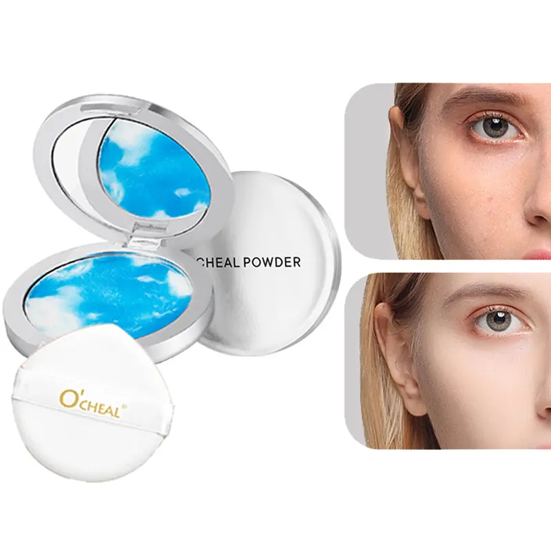 O'cheal Matte Face Powder Oil-control 24 Hours Long Lasting Waterproof Face Makeup Cosmetic Setting Compact Powder With Mirror Blue setting powder
