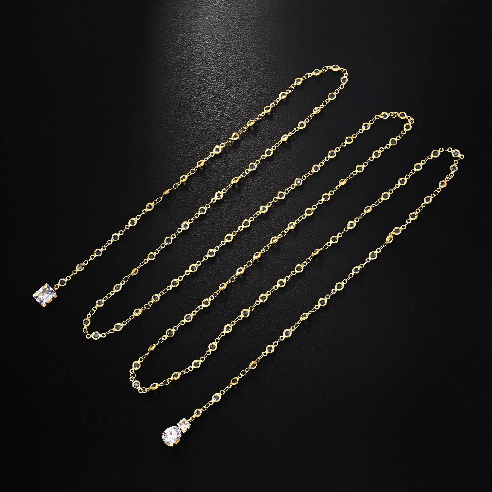 Gold Silver Back Necklace for Women Adjustable Rhinestone Back Chain for Backless Dress Wedding Elegant Backdrop Necklace Back Body Chain Jewelry for Women Wedding Guest Formal Evening Cocktail Party