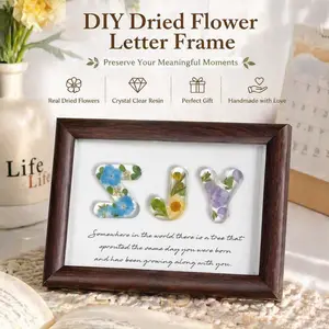 DIY Handmade Epoxy Dried Flower Letter Photo Frame – Personalized Keepsake with Pressed Flowers, Perfect for Gifts, Home Decor, and Special Occasions