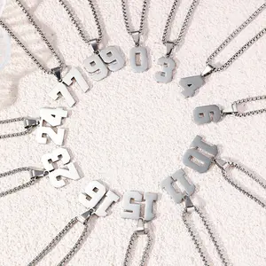 Custom Number Silver Stainless Steel Necklace, Athlete Memorial Jewelry, Daily Wear Personalized Statement Accessory, Stainless Steel Necklaces, Personalized Statement Necklace