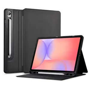 TechGuard Case for Samsung Galaxy Tab S10 Lite / S10 FE / S9 FE 10.9 Inch Protective Smart Auto Wake/Sleep Cover with Anti-Slip Stand & S Pen Holder Black - Computer, Leather