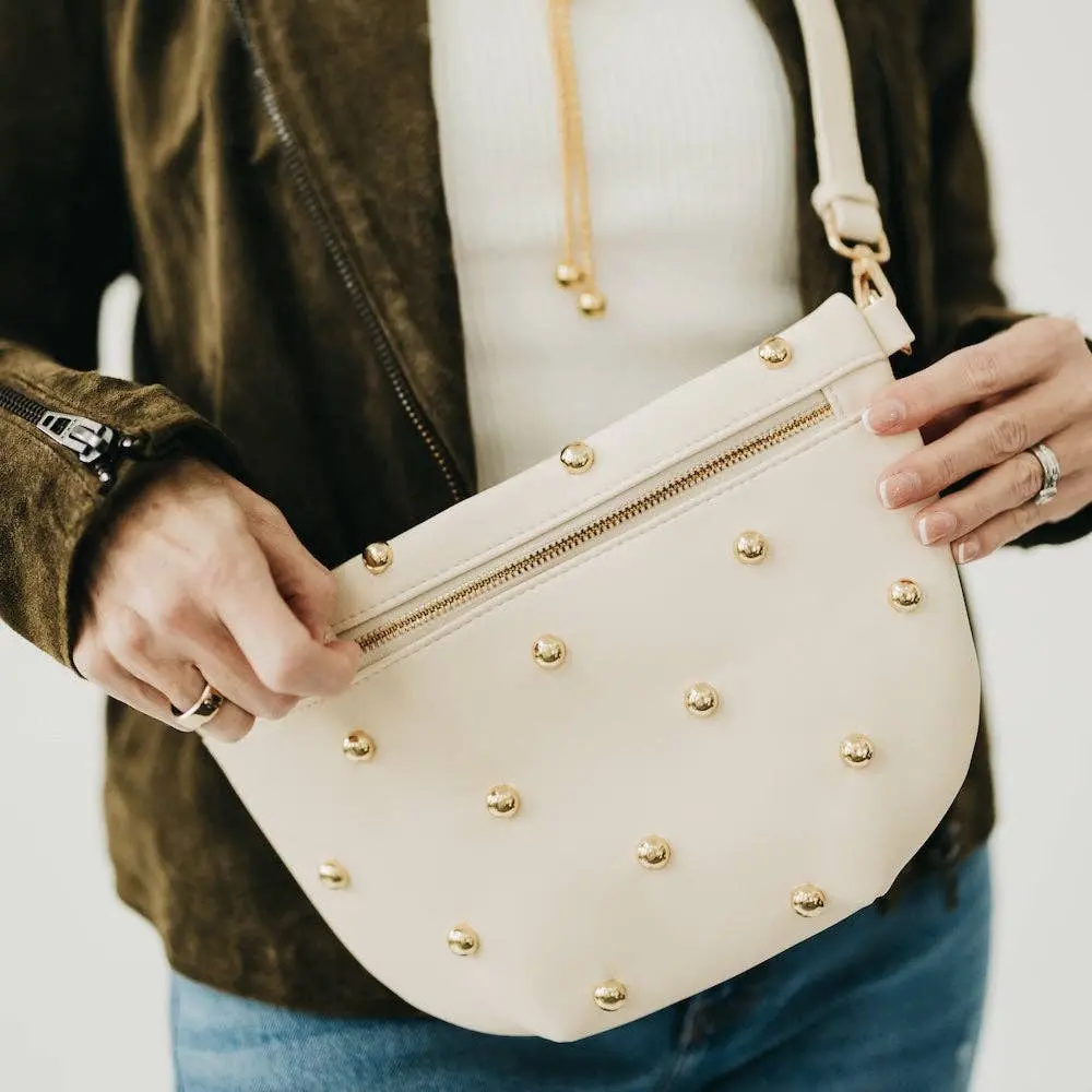 Cream Gold Studded  Bum Bag