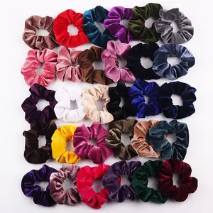 20Pcs Velvet 4" Elastic Hair Scrunchies In Ramdom Colors