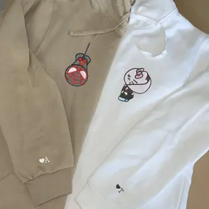Custom Embroidered Couple Matching Hoodies - Kitten and Spider Partner Sweatshirts