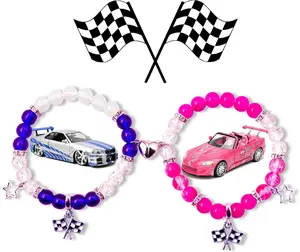 Furious Movie Bracelets For Couples,Valentines Day Gifts For Her/Him,Matching Heart Charm Bracelets Gifts For  ,Friendship  To Sister BestieLong Distance  For Bf Gf