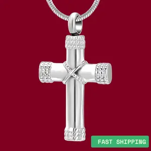 Unisex Cross Cremation Urn Necklace – Personalized Ashes Keepsake Pendant with Lord’s Prayer – Spiritual Memorial Jewelry Gift for Healing & Remembrance