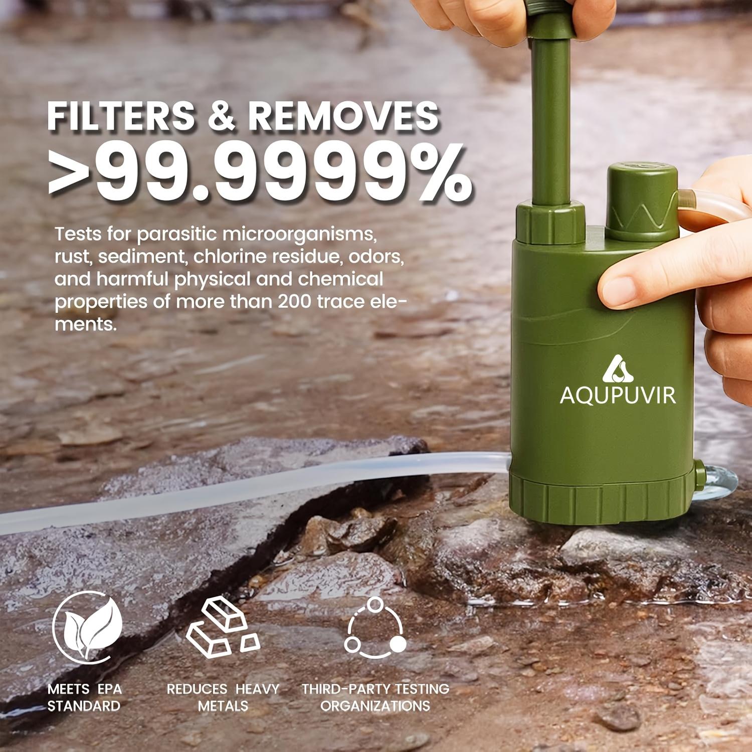 Portable Water Filtration Pump for Outdoor Survival, with Replaceable 0.01-Micron Carbon Filter | 4-Stage Filtration, Food-Grade ABS Material, Perfect Gift for Camping, Hiking, and Backpacking, Ideal for Easter, Independence Day, and Father’s Day