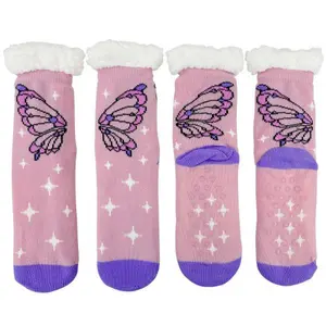 Cozy Moments Butterfly Wings Pink/Purple Sherpa Socks
