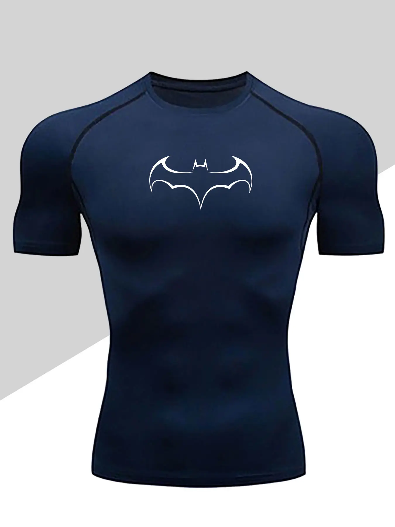 Men's Dragon Print Compression T-Shirt, Activewear, Quick-Dry Breathable Stretch Fabric, Tight-Fitting Short Sleeve Top for Fitness and Outdoor Activities