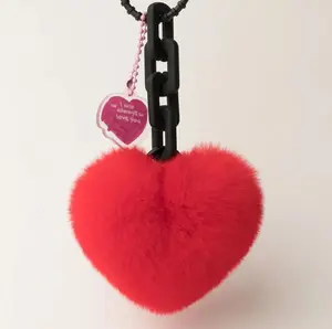Fluffy Heart-Shaped Faux Fur Soft Pompom Keychain - Fashion Bag Charms, Keychain Kawaii, Charms for Bags, Stylish Playful Accessory for Handbag or Backpack