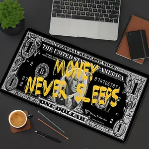 Dollar Pattern Mouse Pad Money President Gaming Mouse Pads Black Contemporary Large Mousepad Rubber Stitched Edges Keyboard Pad XXL Desk Accessories Desk Decor For Office Ideal Gift for Men Women Non slip mousepad