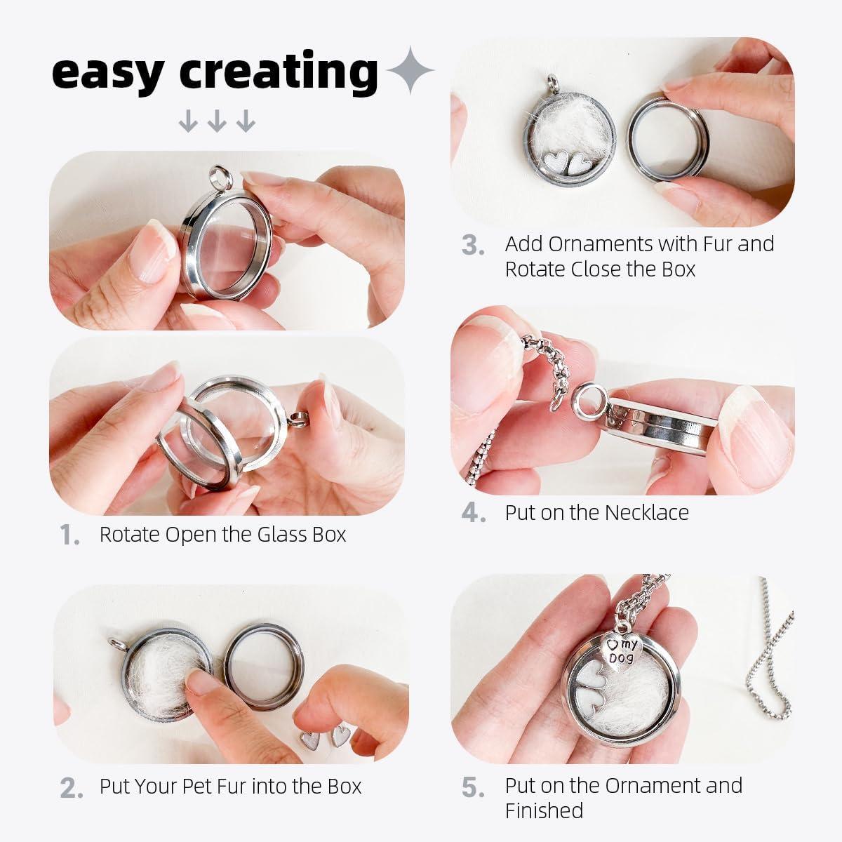 Pet Memory Locket Necklace for Dog/Cat Owners, Waterproof Stainless Steel Pet Hair Keepsake, Pet Memorial Gift for Her/Him Pet Memory Locket Necklace for Dog/Cat Owners, Waterproof Stainless Steel Pet Hair Keepsake, Pet Memorial Gift for Her/Him