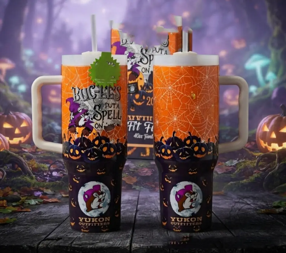 [Buc-ees Halloween, Put A Spell On Me & Spooky Beaver Culture] 40oz Insulated Tumbler with Handle Straw, Stainless Travel Mug - Halloween Gift for Women