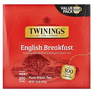 Twinings Pure Black Tea, English Breakfast, 100 Tea Bags, 7.05 oz (200 g)