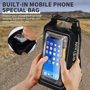 2L Waterproof Bag, Outdoor Crossbody Bag with Waterproof Phone Pouch, Waterproof Phone Pocket, Durable PVC Design for Travel and Hiking Adventures