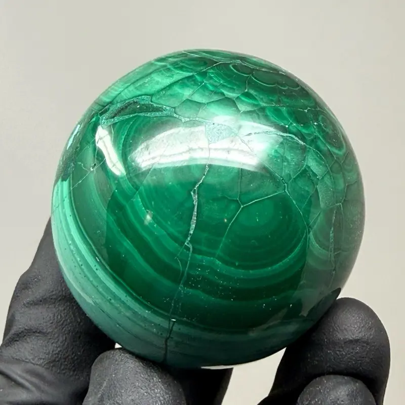 2.0” inch Superb Malachite Sphere with Stand - Natural Green Crystal Ball for Healing & Decor - High-Quality Mineral Stone for Home & Office Decor