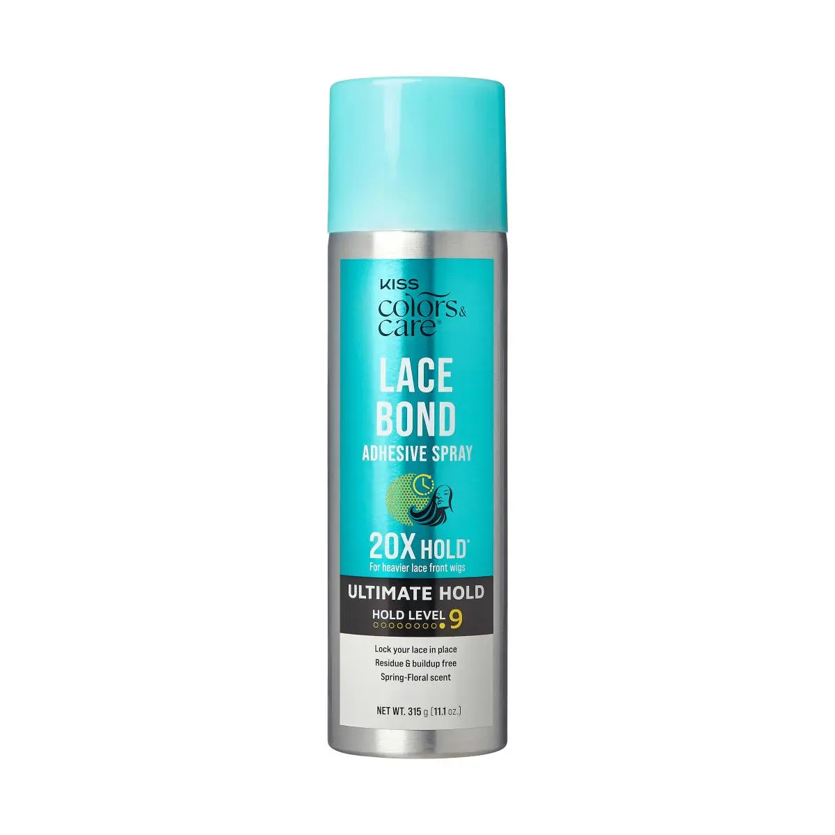 KISS Colors & Care Lace Bond Adhesive Spray Ultimate Hold 11.1 oz. - Adhesive for Lace Frontals, Sweat Proof, Water-Resistant, Fast Drying