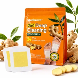 Audozava 3 in 1 Deep Cleaning Foot Patches, 24 PCS Ginger Foot Pads for Overnight Use, Natural Herbal Foot Care Patch, Easy Peel Adhesive Detox Foot Pads, Comfortable Sleep Wellness Care for Men & Women