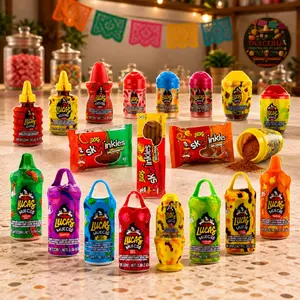 Lucas Mexican Sweets Variety of sour, sweet, spicy, includes wigs, Baby Powder, Lucas Muecas Chamoy, Gusano, Salsagheti, Bomvaso, Skwinkles, and Choose Your Favorite Package Snack