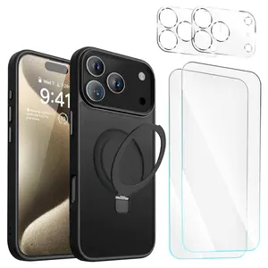 Entronix Bundle for iPhone 17/17 Pro/17 Pro Max – Magnetic Translucent Matte Gripstand Case, 2 Clear Screen Protectors & 2 Camera Lens Protectors Set