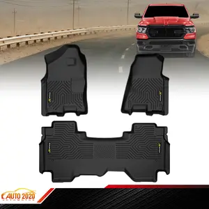 TPE Floor Mats Fits 2019-2024 Dodge Ram 1500 Crew Cab (NOT Classic Models) w/o Storage Floor,All Weather 3D TPE Material,Waterproof Non-slip Durable Floor Mats Upgraded Version