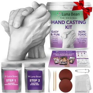 Luna Bean Original Hand Casting Kit - Non-Toxic Hypoallergenic Easy & Fun Activity for Couples Families & Friends Perfect Gift for Valentines Day