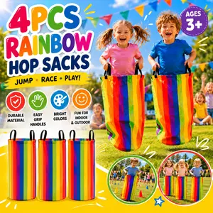4pcs Canvas Potato Sack Race Bags, Durable Kangaroo Jump Bags, Suitable for Outdoor Lawn Games and Family Interactive Sports, Hand Washable, Non-Electric, Feather-Free, Colorful, Perfect for Halloween, Christmas, and Easter Sports Game