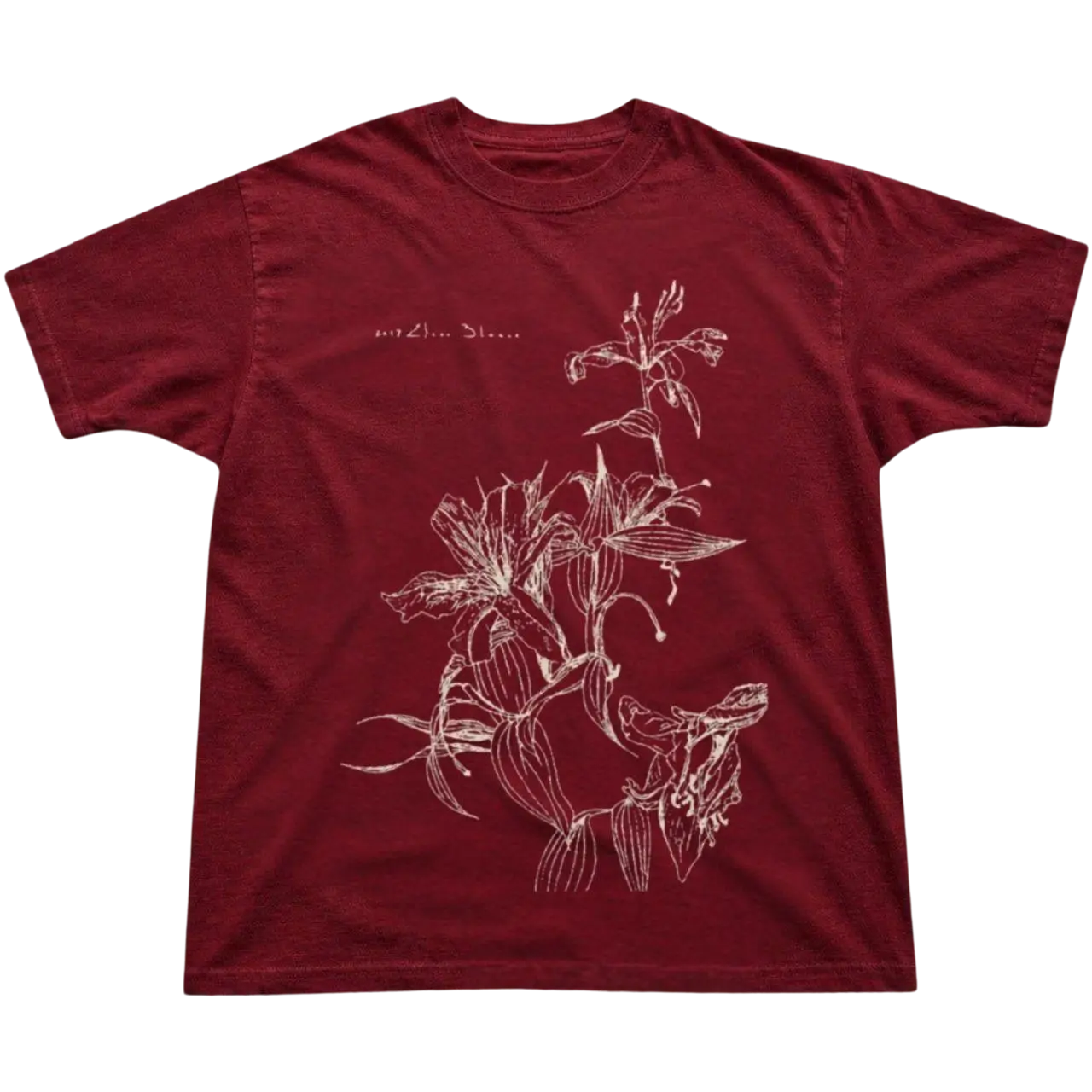 Vintage Botanical Flower Graphic Tee, Red Floral Line Art Shirt, Minimalist Wildflower T-Shirt, Cottagecore Nature Lover Tee, Retro Garden Aesthetic Top