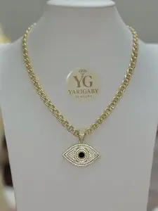 Yarigaby Jewelry CADENA CON DIJE DE OJO 45CM Gold Plated Evil Eye Pendant Necklace for Women