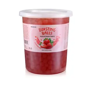 HOT!!! BREXONIC Strawberry Boba Pearls Popping Bursting Boba, Tapioca Pearls For Bubble Tea, No Artificail Colors (2 LB 1 Pack)
