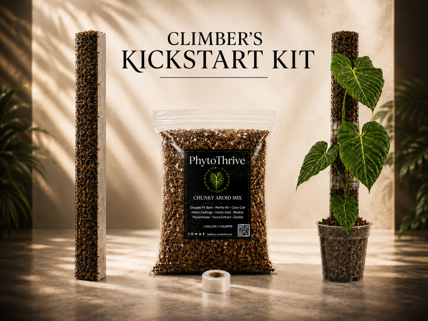 Climber's Kickstart Kit — 24" Plant Pole + PhytoThrive Aroid Mix + Grafting Tape