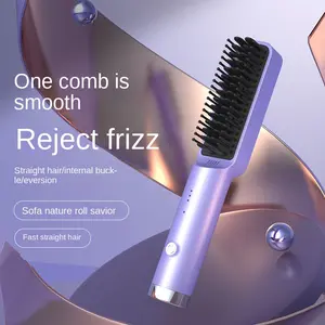 Electric hair straightening comb negative ion does not hurt hair dual-use curling iron mini small heating perm special straight plate clip buckle
