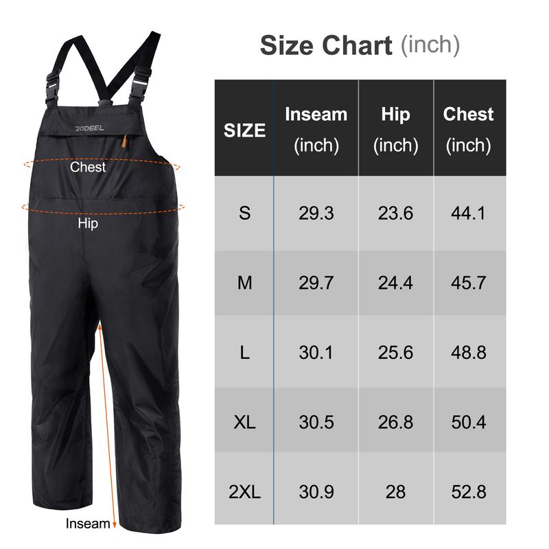 RODEEL 717 Waterproof Bib Overalls Men Durable Rainwear with Adjustable Suspenders and Chest Pocket Relaxed Fit Pants Workwear for Outdoor Hiking Fishing Boating Car Washing Construction Landscaping Gardening Workwear Menswear, Holiday Gift