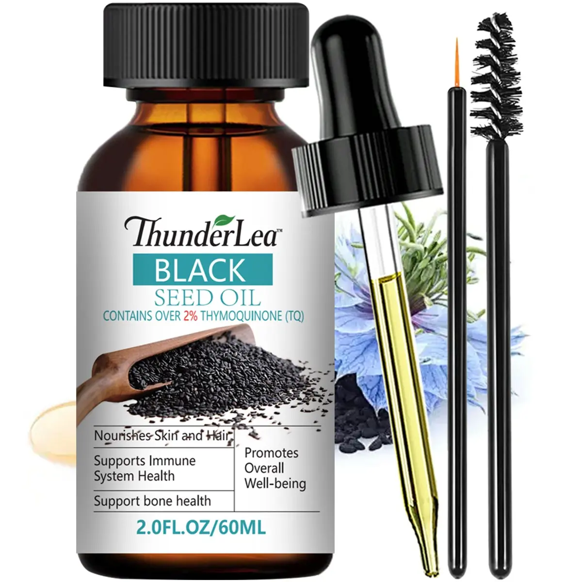 Black Seed Oil, Cold Pressed Unrefined Oil, Organic Oil, Soothe Strengthen Oil, Rich in Omega 3 6 9 for Immune Joint Hair Skin, Body Massage Oil for Women & Men, Nourishing Oil