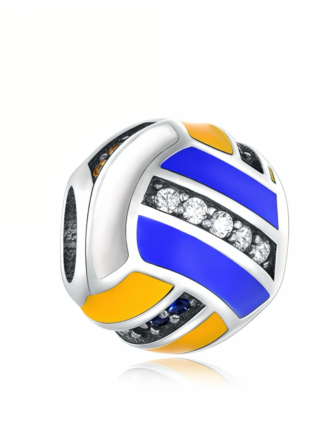 Elegant Copper Plated Silver Color Charm, Zircon Embedded Volleyball Bead Necklace, All-Seasons Fashion Gift for Friends