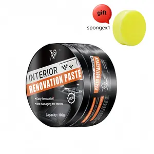 Car Plastic Coating Renewal Paste with Cleaning Sponge Pad, Interior Clean Scratch Remover, Dashboard Wax, Tire Sofa Seat Care Cream