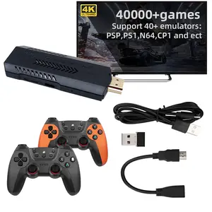 X2 Ultra Retro Game Console Stick 4K- 3D Games 2.4G Wireless Controllers HD Output with 64G/128G TF Card 40000+Classic Games Plug and Play Video Game Nostalgia Stick for TV Arcade classic simulator