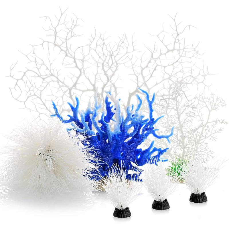 [Artificial Coral] 7 Pack White Realistic PVC Artificial Coral Reef | Vibrant Aquarium Plants, Detailed Texture, Marine Plant Ornament, Aquarium Landscape Decoration - Home Improvement.