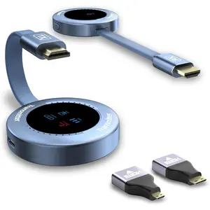 Hdmi Transmitter and Receiver, 4K Decode 1080P@60Hz  Extender Plug&Play Portable 2.4G/5G with LED Screen  Hdmi Kit for Audio to  from Laptop/Pc/Tv Box/Projector
