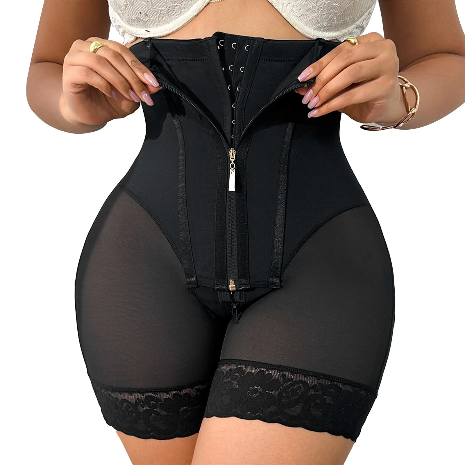 Women's High Waist Steel Boned Shapewear Shorts - Compression Tummy Control, Butt & Hip Lifting, Adjustable Comfort Waist Trainer Body Shape Fajas with Breathable Smooth Zipper Crotch (SummerVibes)