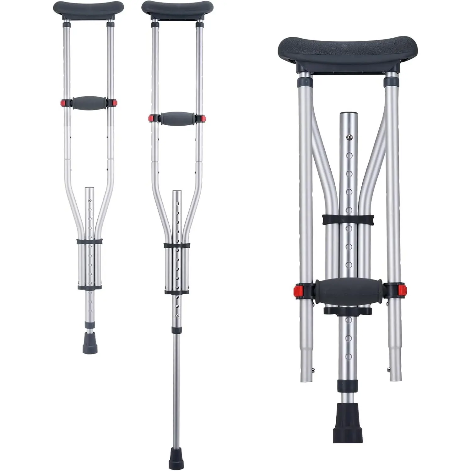 VEVOR Underarm Crutches, 13-Level Height Adjustable Underarm Walking Crutches, Lightweight Aluminum Crutches for Adults Teenager - with Soft Underarm Pad for Leg Injury Surgery Disabled, 1 Pair 300LBS Healthcare Tool