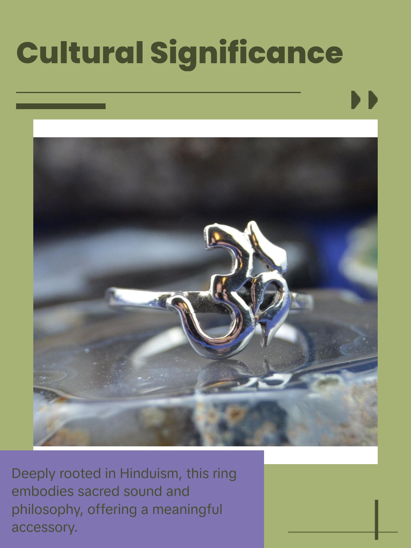 Sterling Silver OM Symbol Ring | Hindu Sacred Sound | Spiritual Jewelry