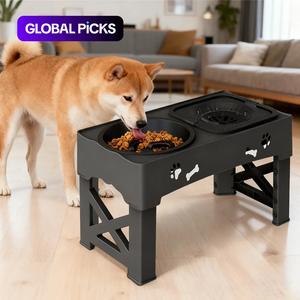 adjustable pet feeding bowl, 1 set ultrasonic seal pet feeder with anti-slip design, pet feeding supplies for small & medium & large dogs & cats, pet supplies, dog accessories,  dog stuff