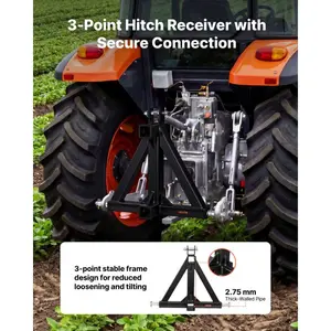 VEVOR 3 Point Trailer Hitch with 2 Receiver, 3 Pt Quick Hitch Attachment, Tractor Tow Drawbar Adapter, Compatible with Category 1, Kubota, Mahindra, Ford, Yanmar, John Deere, Massey Ferguson, Tractor