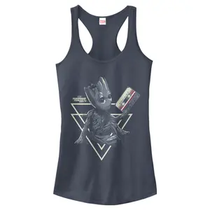 Juniors Womens Marvel Groot Guardians of Galaxy 2 Tape Shape Racerback Tank Top