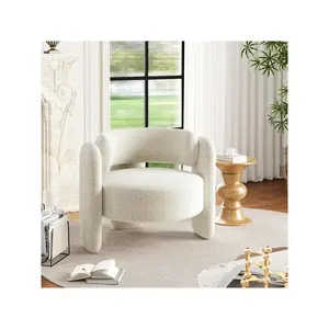Office Accent Chair For Living Room Modern Chenille Boucle Accent Chair Fabric Armchair Comfy Upholstered Reading Accent Chairs For BedroomSingle Sofa Chair With Legs For Apartment-A