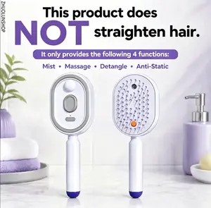 2026 New Rechargeable Electric Steam Brush - Anti-Static Detangling Straightener for Frizzy Dry Locks, Nourishing, Portable for Home Travel Use