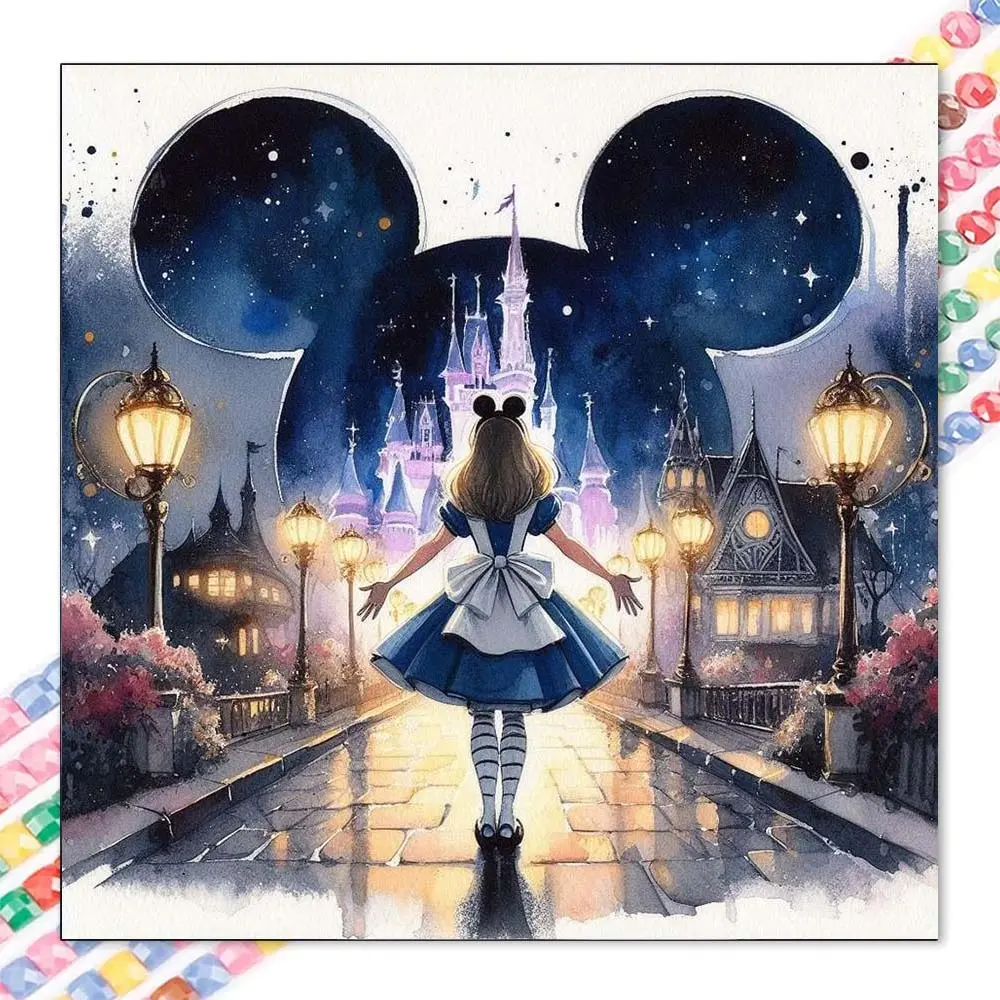 1 set of DIY diamond painting kit, 5D diamond art set, DIY decoration Mickey outline, castle, girl. Mosaic, diamond art, DIY art home decor, Handicraft