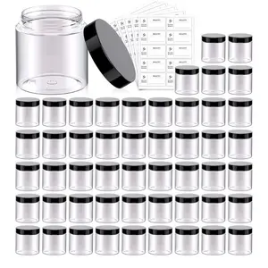 Clear Plastic Cosmetic Jars with Black Lids